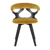 Gardenia Contemporary Dining/Accent Chair with Swivel in Black Wood and Chartreuse Velvet by LumiSource