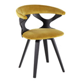 Gardenia Contemporary Dining/Accent Chair with Swivel in Black Wood and Chartreuse Velvet by LumiSource