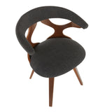 Gardenia Mid-Century Modern Dining/Accent Chair with Swivel in Walnut and Charcoal Fabric by LumiSource