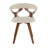 Gardenia Mid-Century Modern Dining/Accent Chair with Swivel in Walnut and Cream Fabric by LumiSource