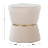 Gemma Contemporary/Glam Ottoman in Cream Velvet and Gold Metal by LumiSource