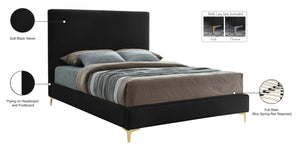 Geri Velvet / Engineered Wood / Metal / Foam Contemporary Black Velvet Full Bed - 59.5" W x 81.7" D x 53" H