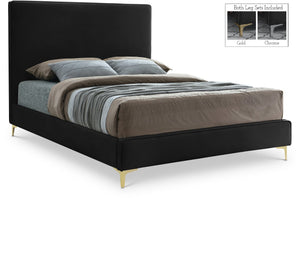 Geri Velvet / Engineered Wood / Metal / Foam Contemporary Black Velvet Full Bed - 59.5" W x 81.7" D x 53" H