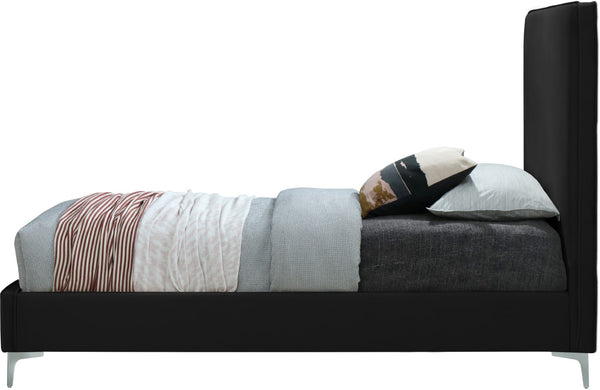 Geri Velvet / Engineered Wood / Metal / Foam Contemporary Black Velvet Full Bed - 59.5" W x 81.7" D x 53" H