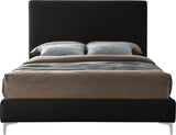 Geri Velvet / Engineered Wood / Metal / Foam Contemporary Black Velvet Full Bed - 59.5" W x 81.7" D x 53" H