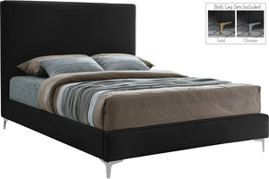 Geri Velvet / Engineered Wood / Metal / Foam Contemporary Black Velvet King Bed - 81.5" W x 87.2" D x 53" H