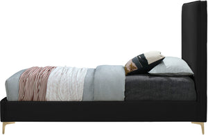 Geri Velvet / Engineered Wood / Metal / Foam Contemporary Black Velvet King Bed - 81.5" W x 87.2" D x 53" H