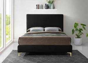 Geri Velvet / Engineered Wood / Metal / Foam Contemporary Black Velvet Queen Bed - 65.5" W x 87.2" D x 53" H