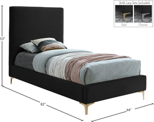 Geri Velvet / Engineered Wood / Metal / Foam Contemporary Black Velvet Twin Bed - 44" W x 81.7" D x 53" H