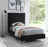 Geri Velvet / Engineered Wood / Metal / Foam Contemporary Black Velvet Twin Bed - 44" W x 81.7" D x 53" H