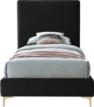 Geri Velvet / Engineered Wood / Metal / Foam Contemporary Black Velvet Twin Bed - 44" W x 81.7" D x 53" H