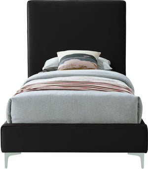 Geri Velvet / Engineered Wood / Metal / Foam Contemporary Black Velvet Twin Bed - 44" W x 81.7" D x 53" H