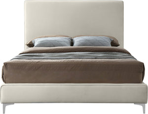 Geri Velvet / Engineered Wood / Metal / Foam Contemporary Cream Velvet Full Bed - 59.5" W x 81.7" D x 53" H