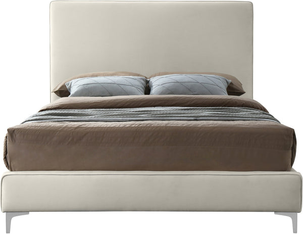 Geri Velvet / Engineered Wood / Metal / Foam Contemporary Cream Velvet Full Bed - 59.5" W x 81.7" D x 53" H