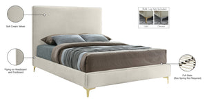 Geri Velvet / Engineered Wood / Metal / Foam Contemporary Cream Velvet King Bed - 81.5" W x 87.2" D x 53" H