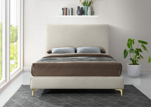 Geri Velvet / Engineered Wood / Metal / Foam Contemporary Cream Velvet King Bed - 81.5" W x 87.2" D x 53" H