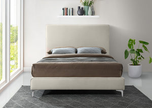 Geri Velvet / Engineered Wood / Metal / Foam Contemporary Cream Velvet King Bed - 81.5" W x 87.2" D x 53" H