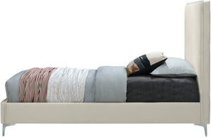 Geri Velvet / Engineered Wood / Metal / Foam Contemporary Cream Velvet Queen Bed - 65.5" W x 87.2" D x 53" H