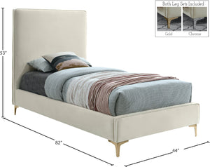 Geri Velvet / Engineered Wood / Metal / Foam Contemporary Cream Velvet Twin Bed - 44" W x 81.7" D x 53" H