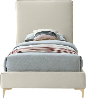 Geri Velvet / Engineered Wood / Metal / Foam Contemporary Cream Velvet Twin Bed - 44" W x 81.7" D x 53" H