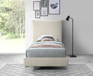 Geri Velvet / Engineered Wood / Metal / Foam Contemporary Cream Velvet Twin Bed - 44" W x 81.7" D x 53" H