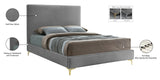 Geri Velvet / Engineered Wood / Metal / Foam Contemporary Grey Velvet Full Bed - 59.5" W x 81.7" D x 53" H