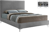 Geri Velvet / Engineered Wood / Metal / Foam Contemporary Grey Velvet Full Bed - 59.5" W x 81.7" D x 53" H