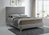 Geri Velvet / Engineered Wood / Metal / Foam Contemporary Grey Velvet Full Bed - 59.5" W x 81.7" D x 53" H