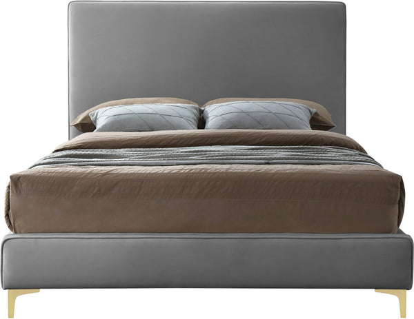 Geri Velvet / Engineered Wood / Metal / Foam Contemporary Grey Velvet Full Bed - 59.5" W x 81.7" D x 53" H