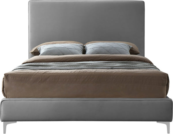 Geri Velvet / Engineered Wood / Metal / Foam Contemporary Grey Velvet Full Bed - 59.5" W x 81.7" D x 53" H