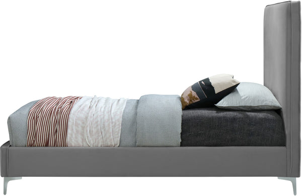 Geri Velvet / Engineered Wood / Metal / Foam Contemporary Grey Velvet King Bed - 81.5" W x 87.2" D x 53" H