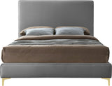 Geri Velvet / Engineered Wood / Metal / Foam Contemporary Grey Velvet Queen Bed - 65.5" W x 87.2" D x 53" H