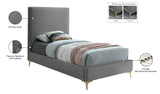 Geri Velvet / Engineered Wood / Metal / Foam Contemporary Grey Velvet Twin Bed - 44" W x 81.7" D x 53" H