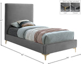 Geri Velvet / Engineered Wood / Metal / Foam Contemporary Grey Velvet Twin Bed - 44" W x 81.7" D x 53" H