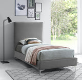 Geri Velvet / Engineered Wood / Metal / Foam Contemporary Grey Velvet Twin Bed - 44" W x 81.7" D x 53" H