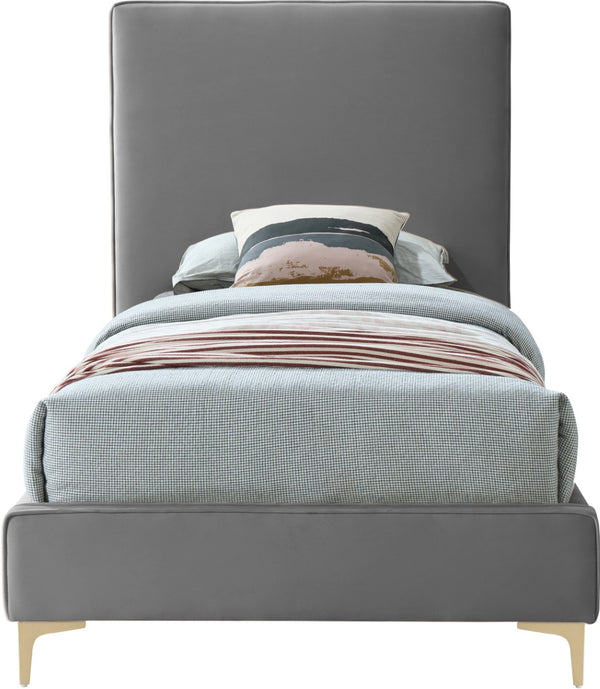 Geri Velvet / Engineered Wood / Metal / Foam Contemporary Grey Velvet Twin Bed - 44" W x 81.7" D x 53" H