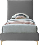 Geri Velvet / Engineered Wood / Metal / Foam Contemporary Grey Velvet Twin Bed - 44" W x 81.7" D x 53" H