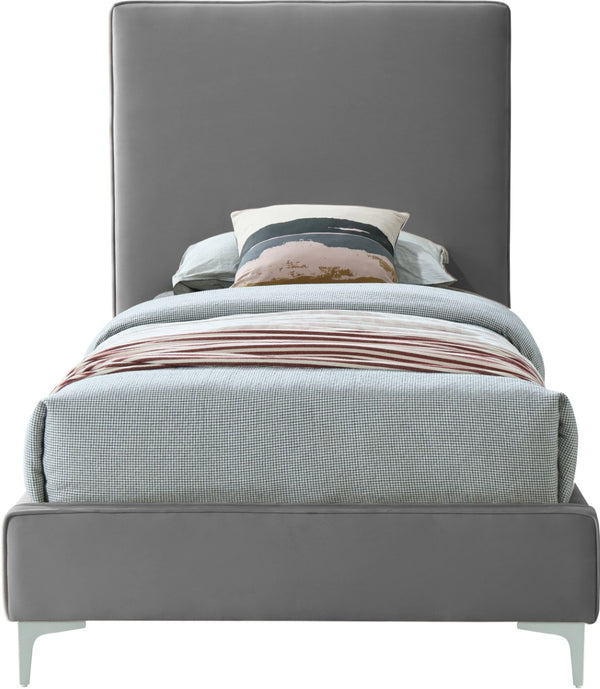 Geri Velvet / Engineered Wood / Metal / Foam Contemporary Grey Velvet Twin Bed - 44" W x 81.7" D x 53" H
