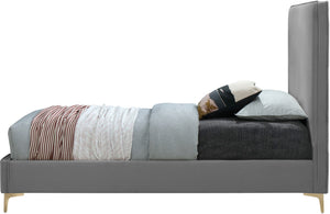 Geri Velvet / Engineered Wood / Metal / Foam Contemporary Grey Velvet Twin Bed - 44" W x 81.7" D x 53" H