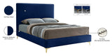 Geri Velvet / Engineered Wood / Metal / Foam Contemporary Navy Velvet Full Bed - 59.5" W x 81.7" D x 53" H