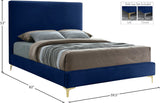 Geri Velvet / Engineered Wood / Metal / Foam Contemporary Navy Velvet Full Bed - 59.5" W x 81.7" D x 53" H