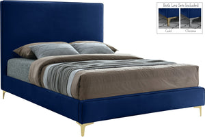 Geri Velvet / Engineered Wood / Metal / Foam Contemporary Navy Velvet Full Bed - 59.5" W x 81.7" D x 53" H