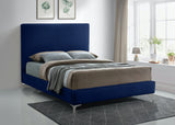 Geri Velvet / Engineered Wood / Metal / Foam Contemporary Navy Velvet Full Bed - 59.5" W x 81.7" D x 53" H