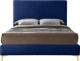 Geri Velvet / Engineered Wood / Metal / Foam Contemporary Navy Velvet Full Bed - 59.5" W x 81.7" D x 53" H