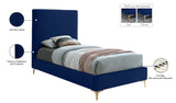 Geri Velvet / Engineered Wood / Metal / Foam Contemporary Navy Velvet Twin Bed - 44" W x 81.7" D x 53" H