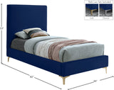 Geri Velvet / Engineered Wood / Metal / Foam Contemporary Navy Velvet Twin Bed - 44" W x 81.7" D x 53" H