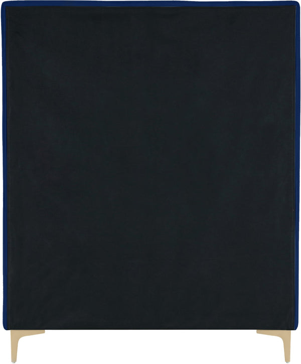 Geri Velvet / Engineered Wood / Metal / Foam Contemporary Navy Velvet Twin Bed - 44" W x 81.7" D x 53" H