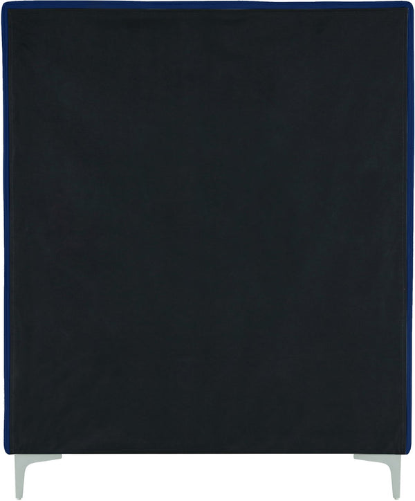 Geri Velvet / Engineered Wood / Metal / Foam Contemporary Navy Velvet Twin Bed - 44" W x 81.7" D x 53" H