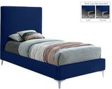 Geri Velvet / Engineered Wood / Metal / Foam Contemporary Navy Velvet Twin Bed - 44" W x 81.7" D x 53" H