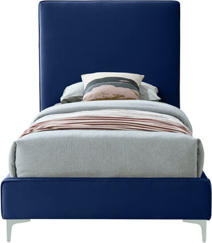 Geri Velvet / Engineered Wood / Metal / Foam Contemporary Navy Velvet Twin Bed - 44" W x 81.7" D x 53" H